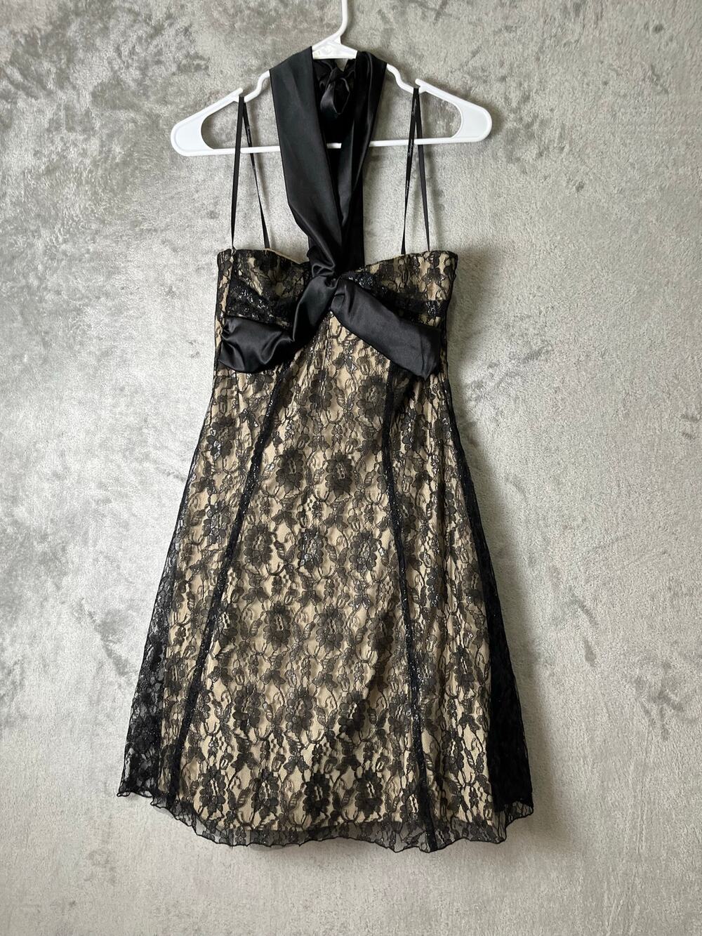 Vintage Whimsigoth Lace Halter Dress Gothic Coquette Fairy Grunge Y2K Midi Small